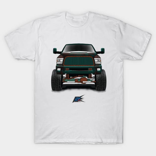 ram 2500 lifted truck green rust T-Shirt by naquash